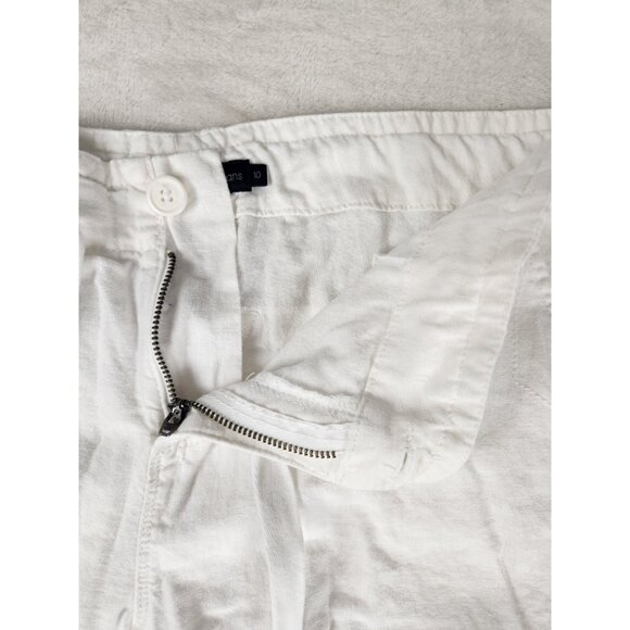 Calvin Klein Pants Women 10 Linen White Pockets Beach Vacation Coastal Lagenlook - Picture 7 of 16